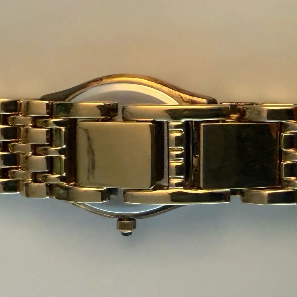 Gold Tone Women's Swiss Watch with Clear Crystal Accents